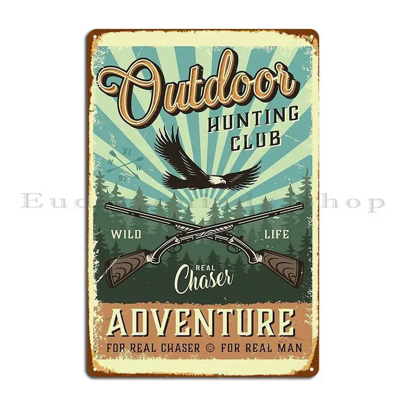 Outdoor Adventure Cinema - Металлическая винтажная табличка-постер для клуба охотников,