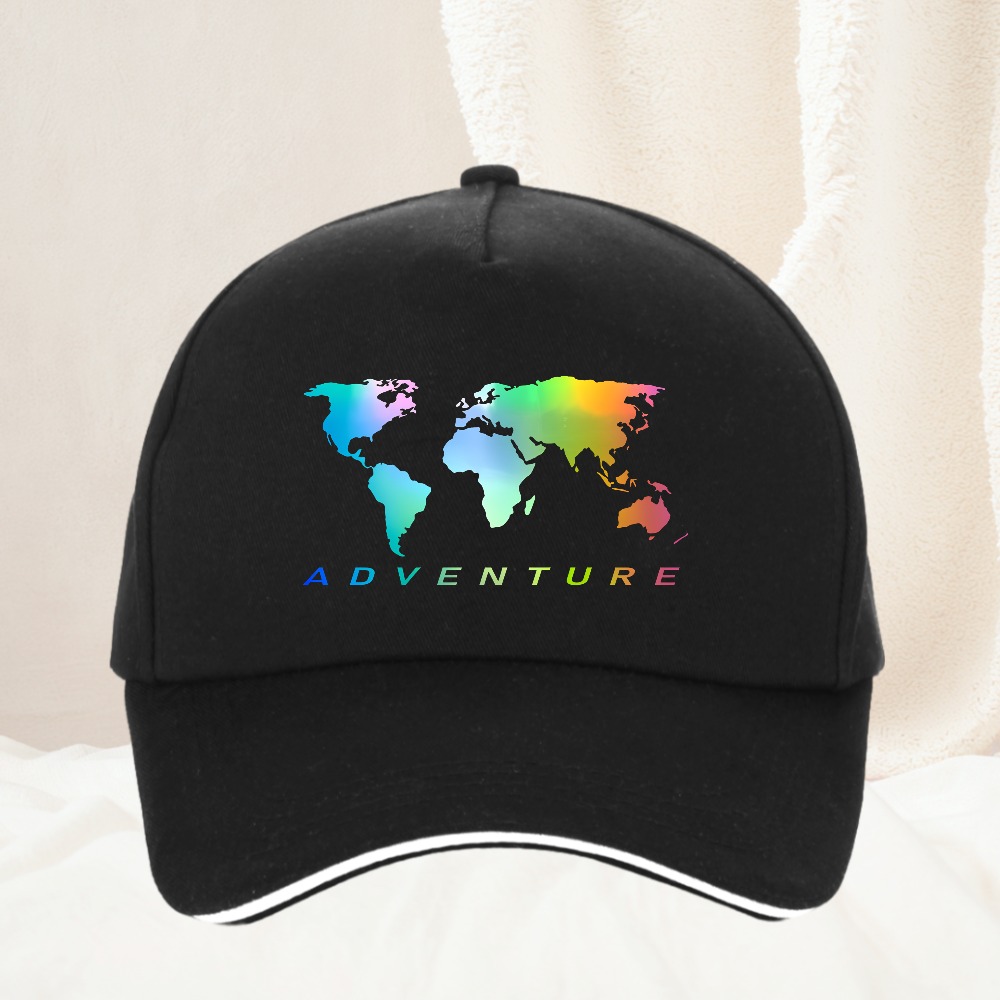 Outdoor Adventure World - Бейсболка с принтом карты мира, универсальная,